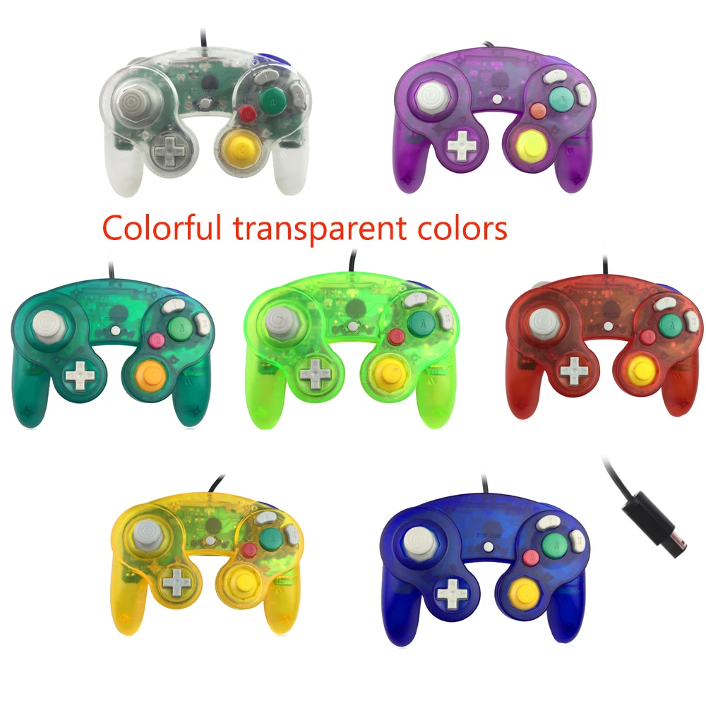 Controlador de mando con cable de color transparente Joypad con un solo punto para GameCube PC para Joystick de N-G-C