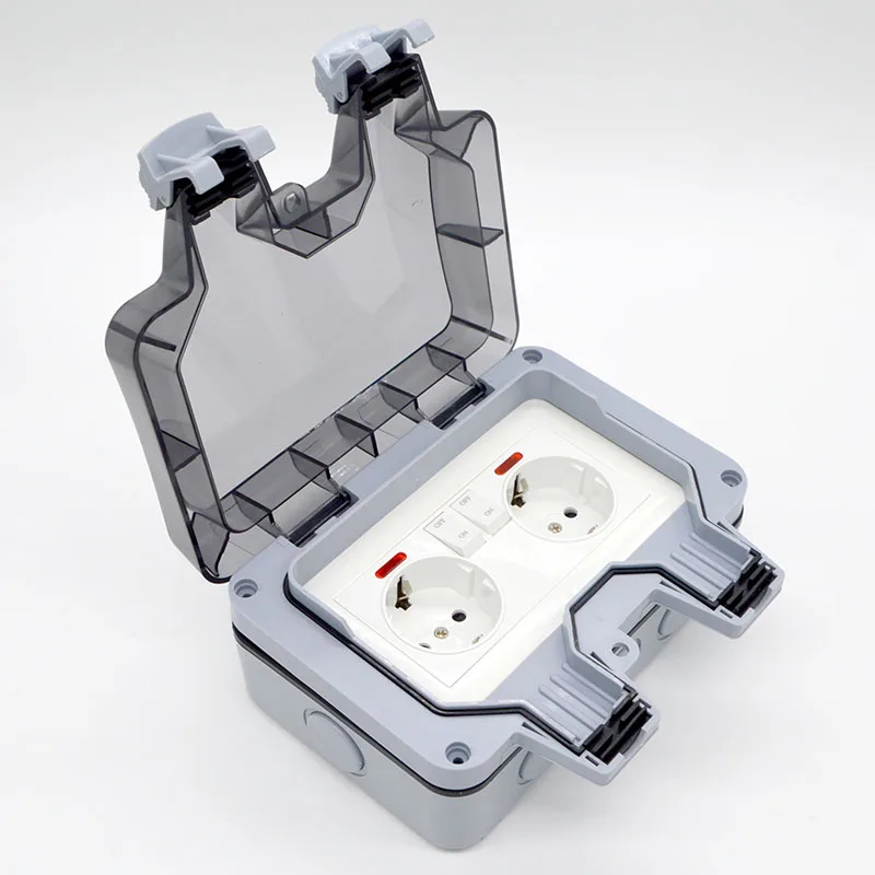 Toma de corriente impermeable para exteriores, enchufe estándar europeo, estilo IP66, 250V, 16A, fuente de alimentación de dos posiciones con interruptor, venta al por mayor, nuevo - imagen 3