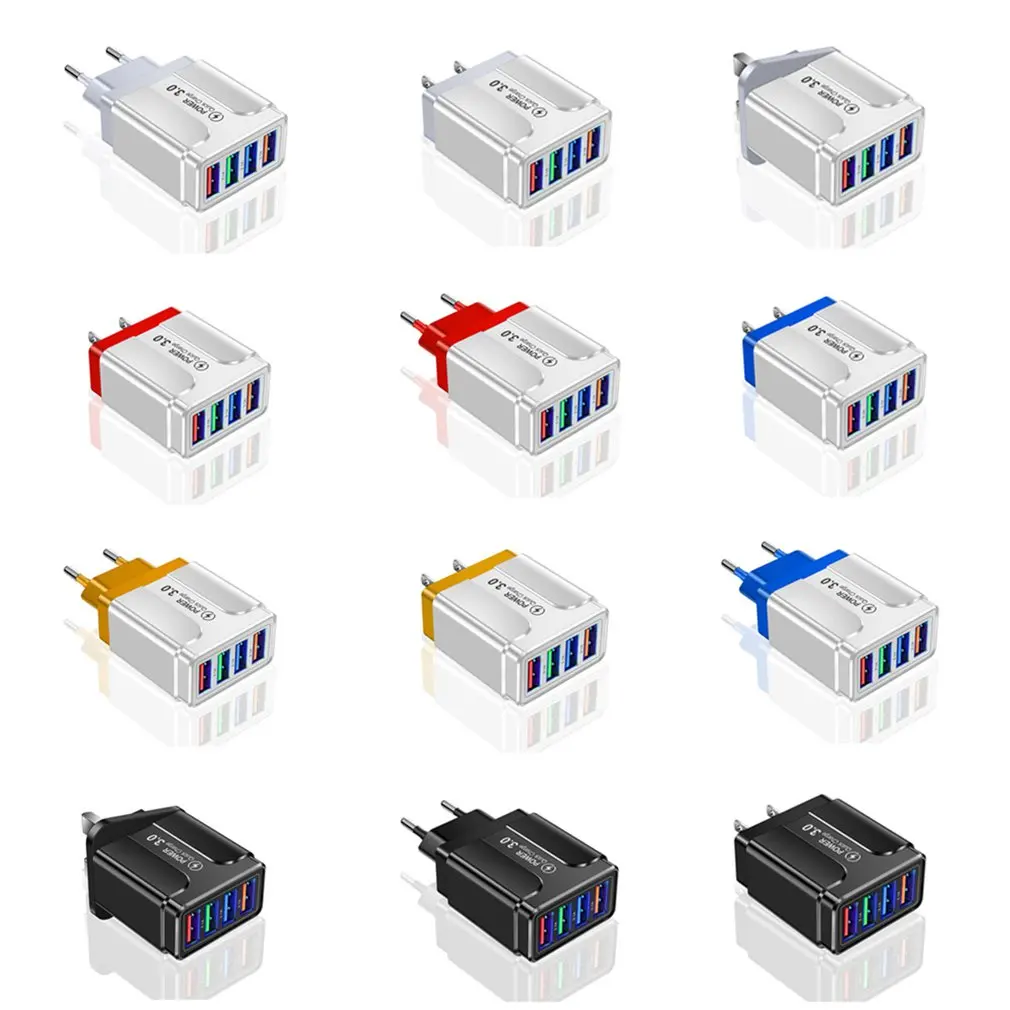 Cargador rápido de teléfono móvil 4USB 3.1A, multipuerto, Universal, para viaje, hogar, enchufe de UE/EE. UU./Reino Unido, cabezal de carga de pared para tableta y teléfono inteligente - imagen 2