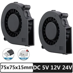 Ventilador Turbo Centrífugo Gdstime 75mm – 5V/12V/24V Sin Escobillas