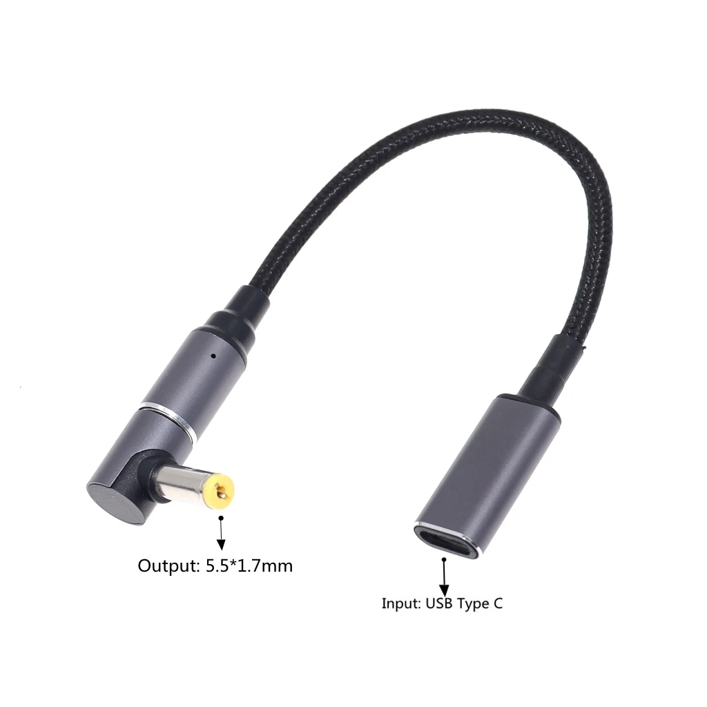 Cable de carga magnético tipo C PD para Acer Aspire, cargador de portátil de 100W, USB C A Adaptador de conector macho de 5,5x1,7mm - imagen 4