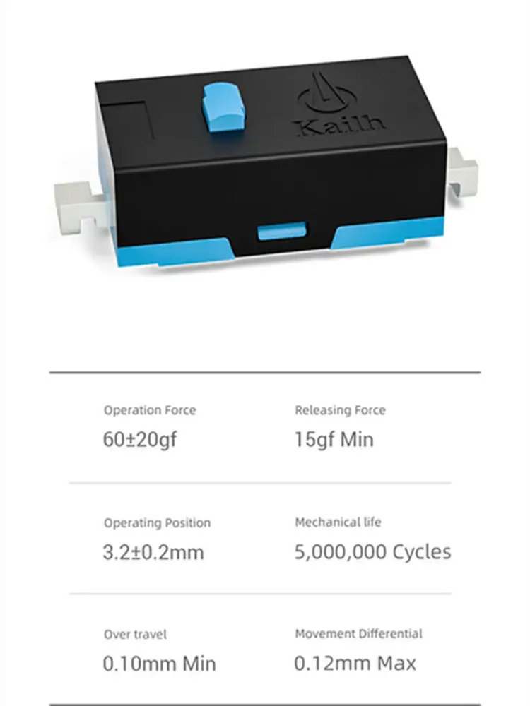 Envío gratis 10 Uds nuevo Micro interruptor Original Kailh SMD 5 millones de clics botón de vida útil 60gf para teclas laterales - imagen 4