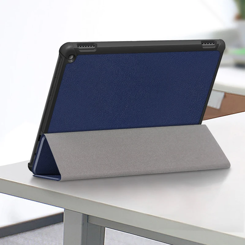 HUWEI-funda inteligente para tableta Amazon Kindle Fire HD 10 HD10 Plus 2021, 10,1 pulgadas, funda de cuero PU con soporte triple plegable, T76N2B T76N2P - imagen 2