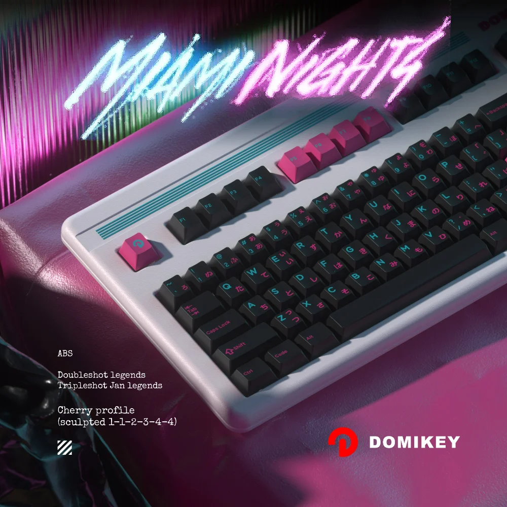 Teclas Domikey Miami Nights para teclado mecánico ABS doble disparo Triple perfil de cereza japonesa rosa roja AULA F75 juego Ajazz - imagen 2