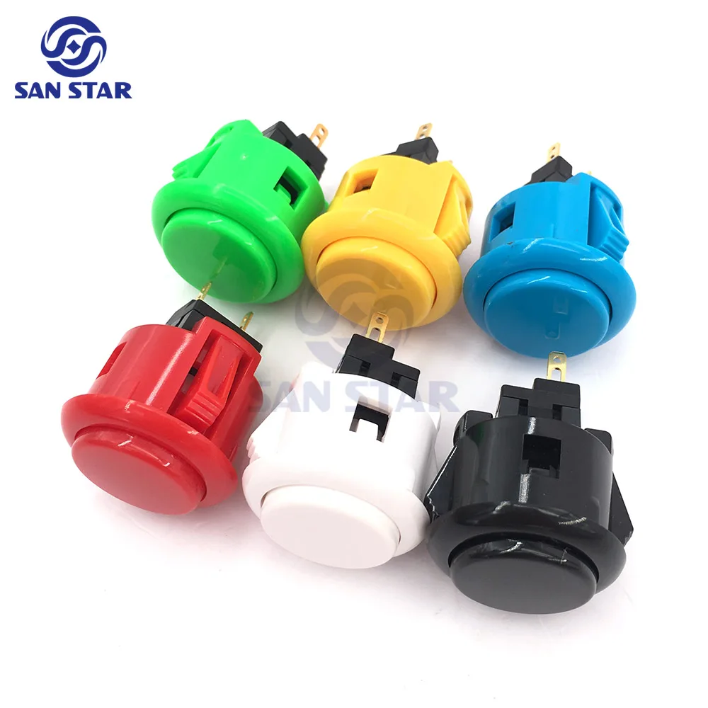 SANWA-Caja Arcade de 10 piezas, botón pulsador de 24MM, interruptor de inicio de cero retardo, máquina de juego Original oficial, Joystick, consola DIY