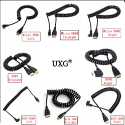 Cable HDMI 1.4 de ángulo recto Micro/Mini para DSLR 0,5–2 m