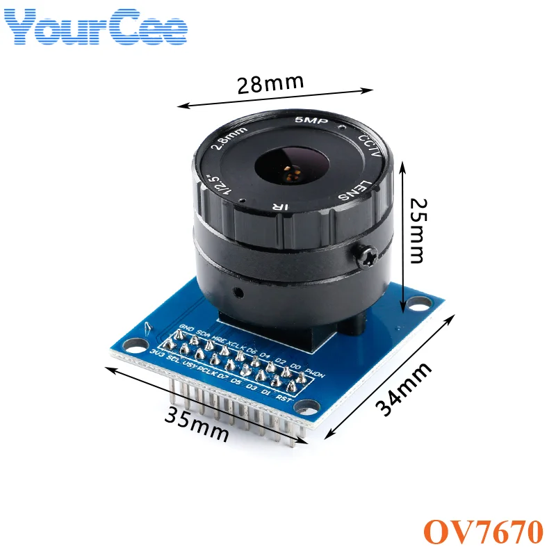 Módulo de cámara OV7670, adaptador Universal Macro ajustable de 3,3 V, Sensor de imagen SCCB, IIC, I2C, interfaz RwRGB RGB, salida YUV YCbCr