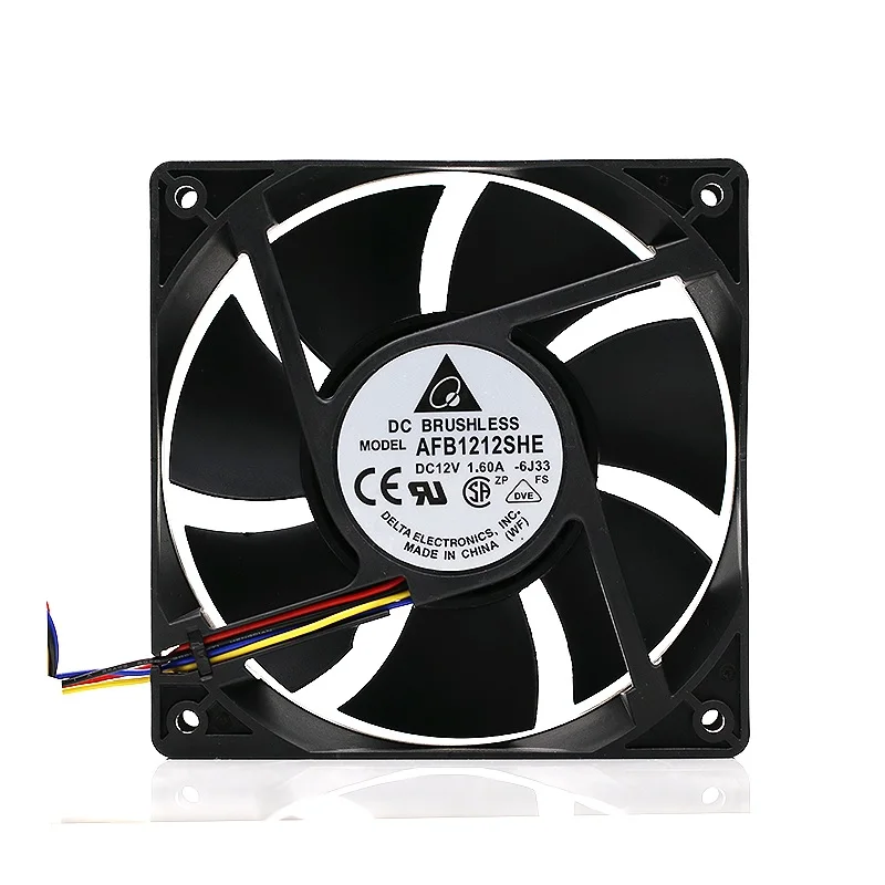 AFB1212SHE 12038 1.6A 12V 3700RPM 120mm x 120mm x 38mm Caja de servidor PWM de 4 pines y 2 pines 151DELTA Ventilador de refrigeración de súper flujo de aire