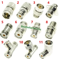 Conector Coaxial UHF PL259 a SO239 – 3 Vías Ángulo Recto