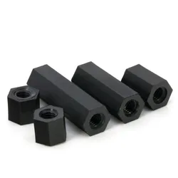 Espaciador Nylon Doble Paso M2-M4 Cabeza Plana Negro