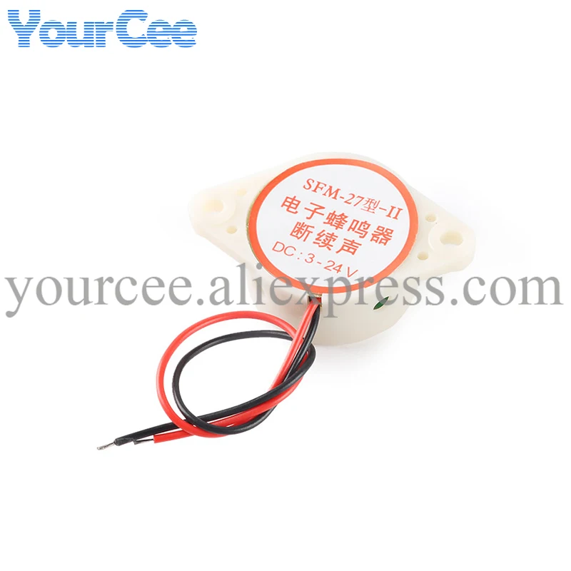 2 uds SFM-27 DC 3-24V alto decibelio zumbador electrónico alarma altavoz sonido intermitente pitido DIY blanco para Arduino - imagen 3
