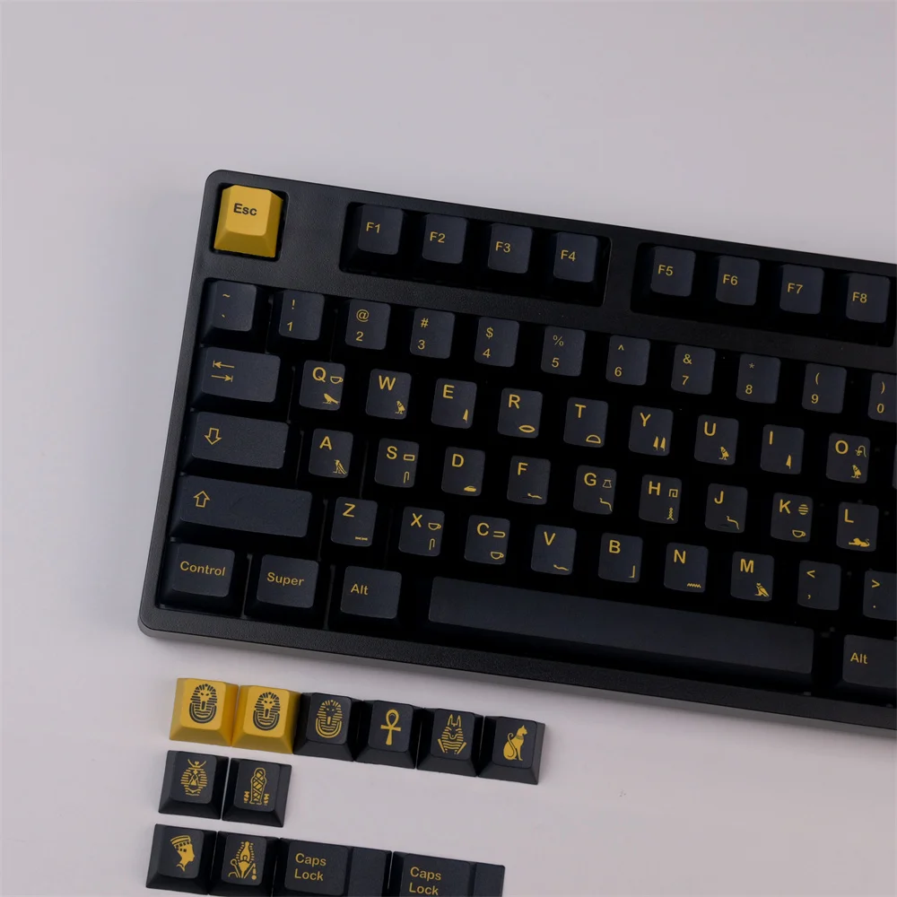 GMK-teclas militares de color negro y amarillo, accesorio sencillo con personalidad, 131 teclas, PBT, sublimación, teclados mecánicos, perfil de cereza - imagen 3
