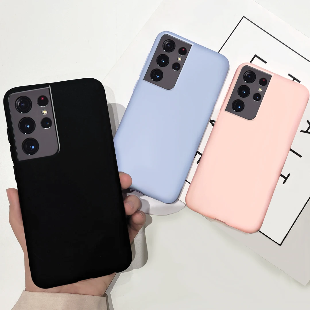 Funda de silicona líquida para Samsung Galaxy S21 Ultra 5G, Funda de teléfono suave de TPU para Samsung S21 Plus S 21 S21Ultra S21 + - imagen 3