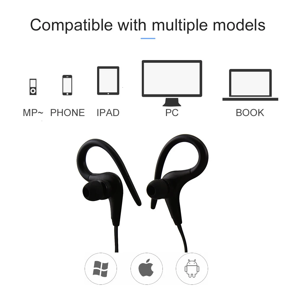 Auriculares inalámbricos con Bluetooth 4,1, cascos con gancho para la oreja, para música, deportivos, para correr, con micrófono, para teléfono Huawei y Xiaomi - imagen 2