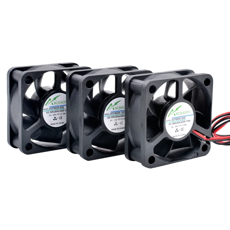 ACP5020 5cm 50mm ventilador 50x50x20mm DC5V 12V 24V 2pin ventilador de refrigeración adecuado para chasis fuente de alimentación cargador inversor de impresora - imagen 5