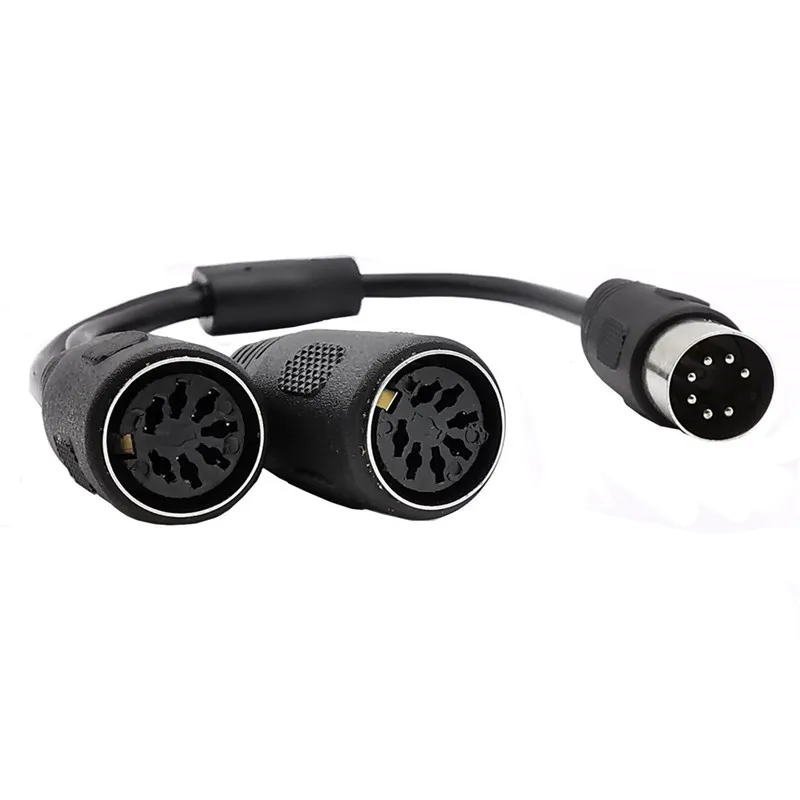 Adaptador Y divisor MIDI DIN de 7 pines, Cable macho de 7 pines a 2 hembra, 0,3 m, 1 enchufe macho a 2 enchufes hembra