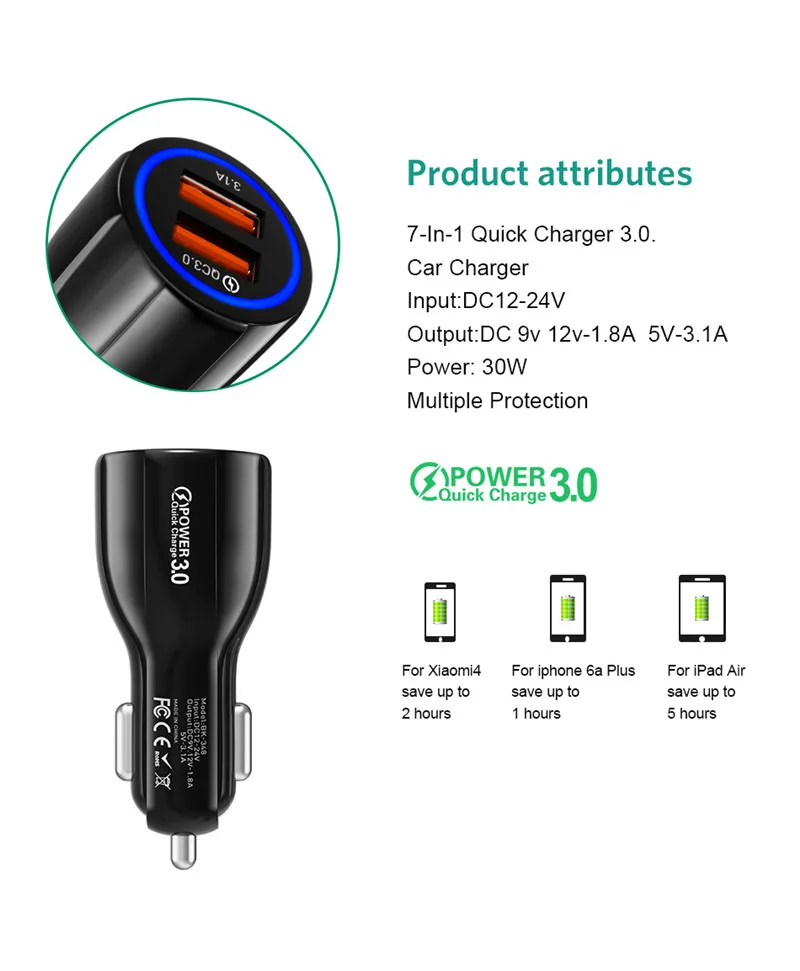 Cargador USB Coche USLION - Especificaciones técnicas detalladas