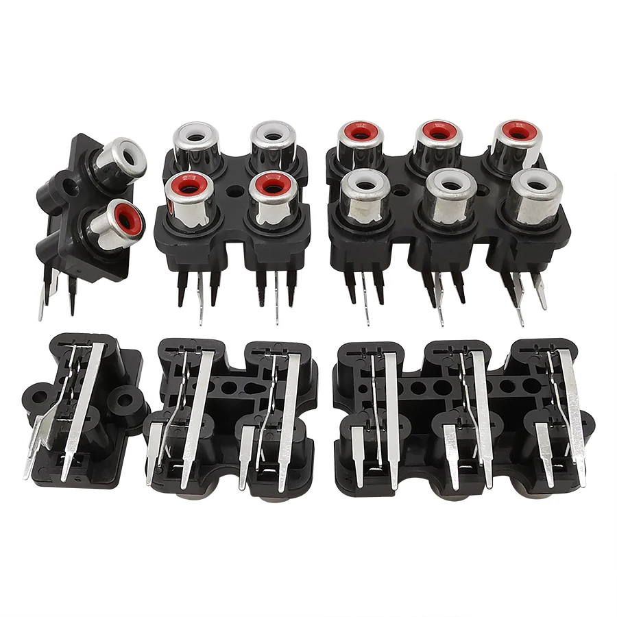 5 uds 2 agujeros 4 agujeros 6 agujeros RCA hembra conector de entrada de Audio y vídeo AV Jack Lotus Row interfaz de amplificador montaje PCB - imagen 5