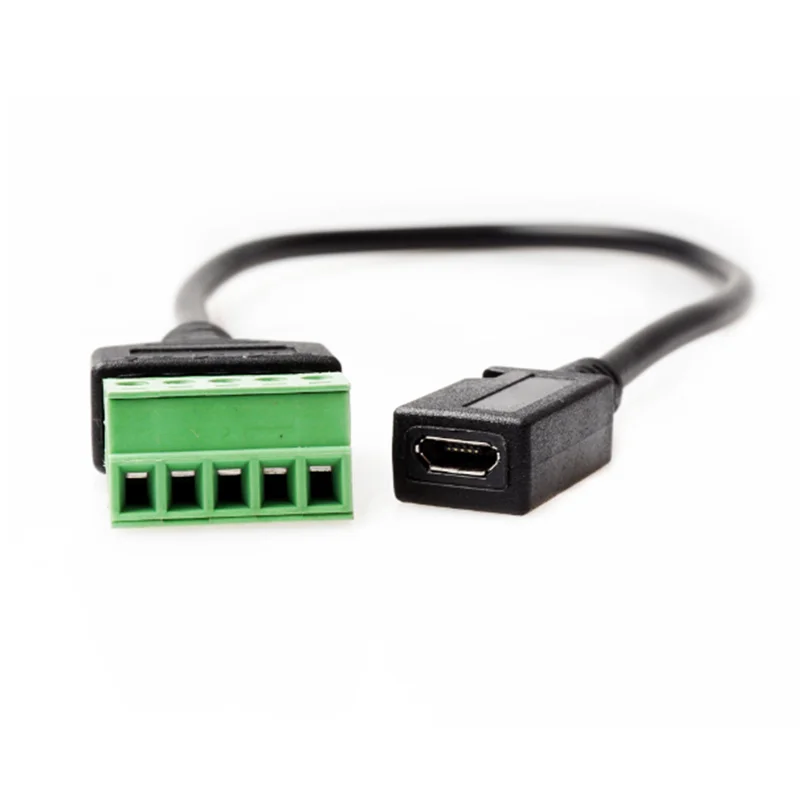 1ft USB 2,0 hembra B Micro USB Mini USB tipo C macho a conector de tornillo hembra de 5 pines con Cable adaptador de enchufe de Terminal de escudo - imagen 2