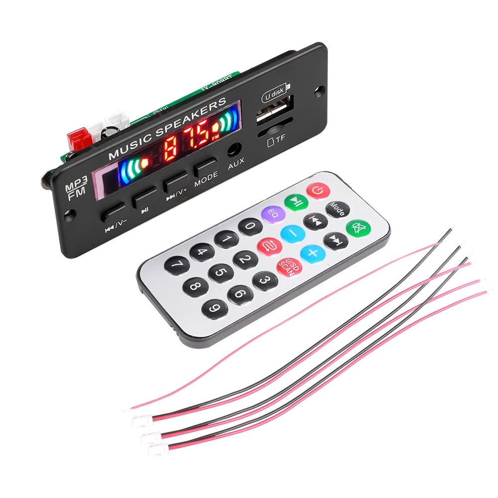 Placa decodificadora Bluetooth para coche, reproductor MP3, Radio FM con amplificador, llamada de soporte/grabación/USB/TF/LINE IN/FM/BLUETOOTH, CC de 12V