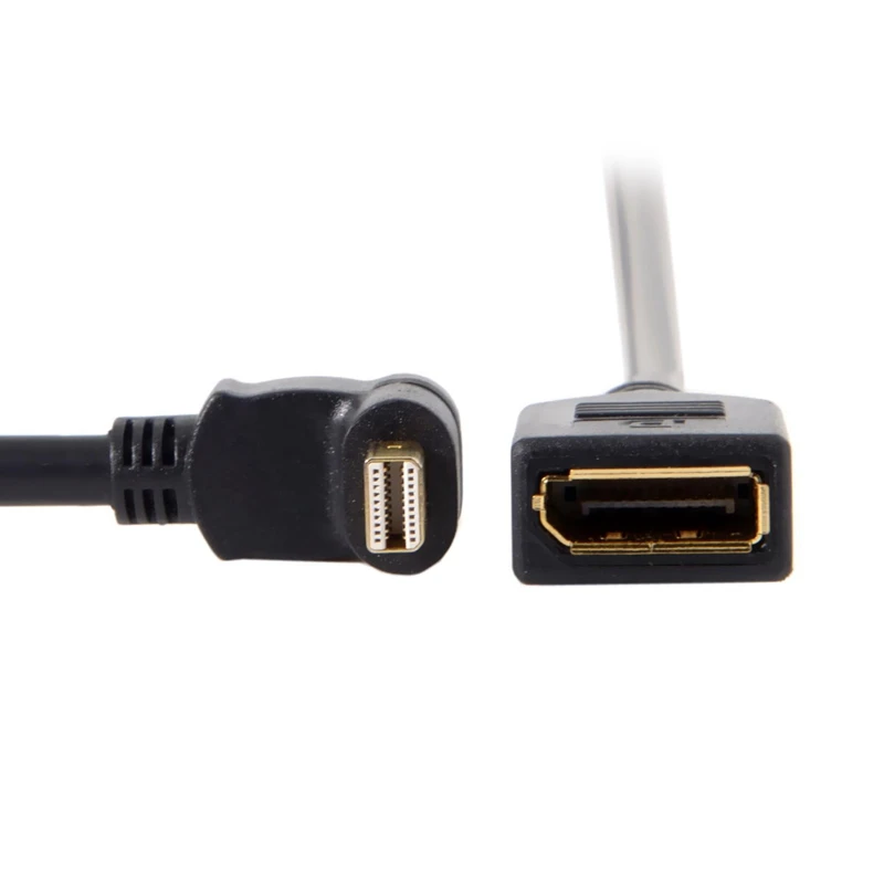 Cable en ángulo Mini DP DisplayPort a DisplayPort hembra para pantallas y monitores, Cable de 25cm, 90 grados, derecho, Izquierdo, hacia arriba y hacia abajo - imagen 5