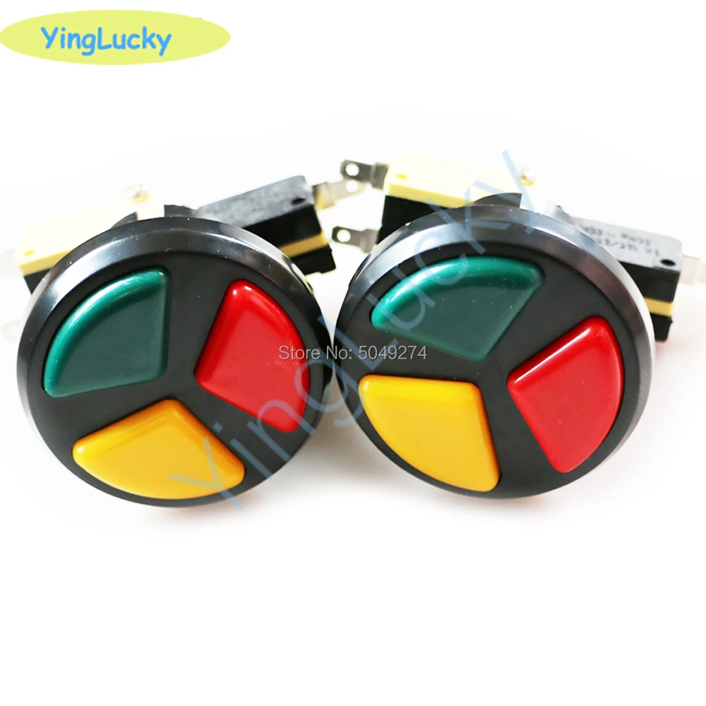 Microinterruptores 3 en 1, pulsador redondo de Triple Color, interruptor de reinicio automático para piezas de Pinball de máquina expendedora de juegos Arcade de monedas - imagen 4