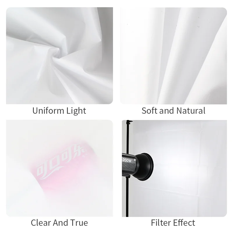 Tela de nailon de seda blanca para fotografía, modificador de luz sin costuras para iluminación de fotografía, Softbox, tiendas de luz, 1,7x1m - imagen 5