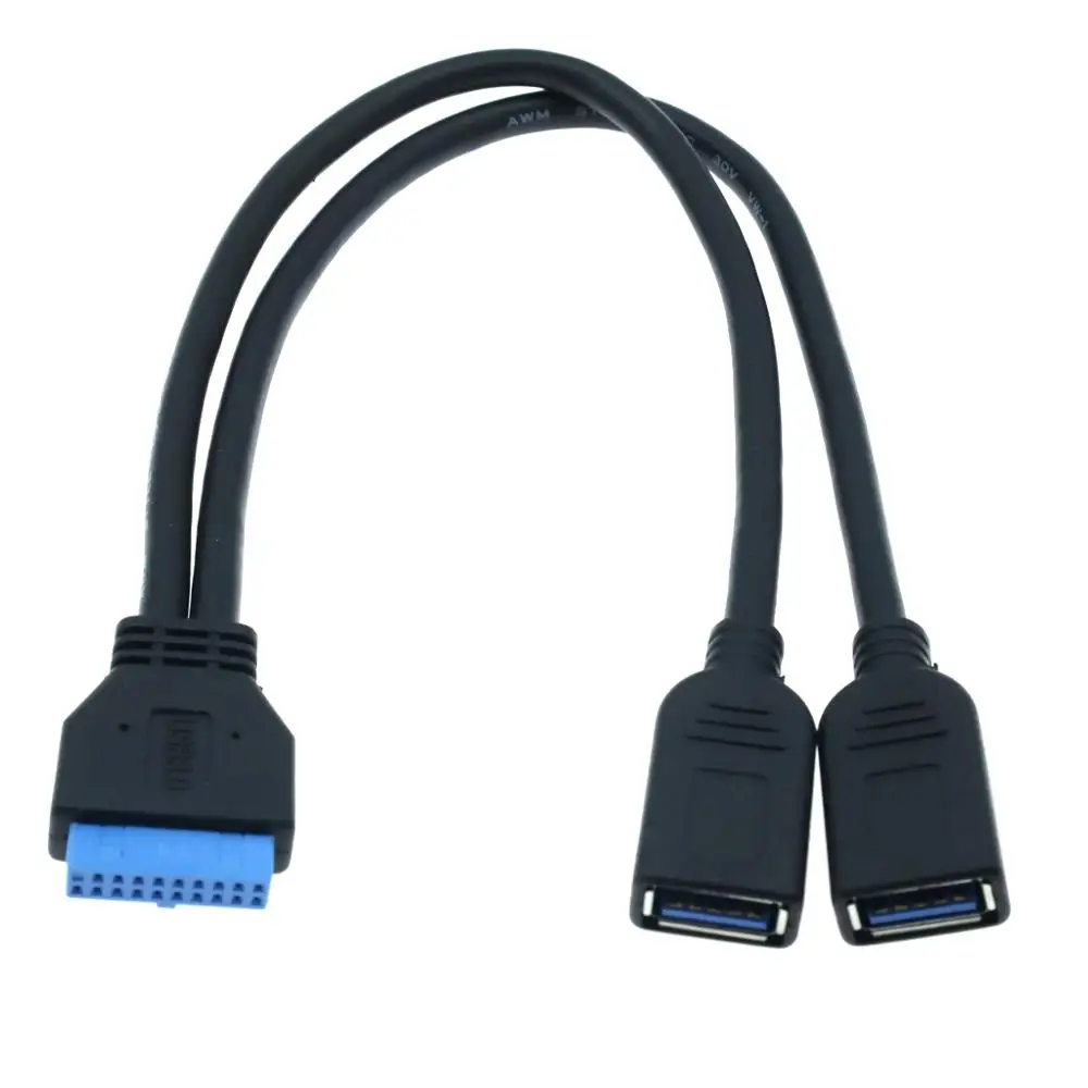 Placa base USB 3,0 de 20 pines, Cable macho a Dual USB 3,0 hembra para PC, carcasa de ordenador, 2 puertos USB3.0 a placa base, adaptador de cabezal de 20 pines - imagen 3