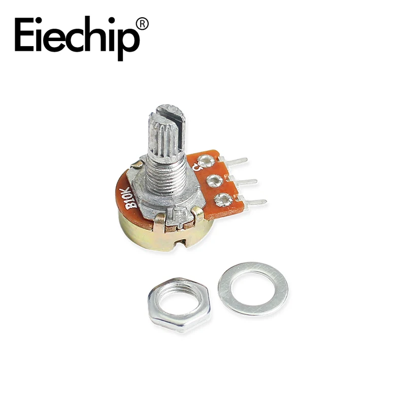 Potenciómetro rotativo WH148 de 15mm, kit de perilla negra de resistencia variable, B10K, 1K, 2K, 5K, 20K, 50K, 100K, 250K, 500K, 5 unidades por lote - imagen 4