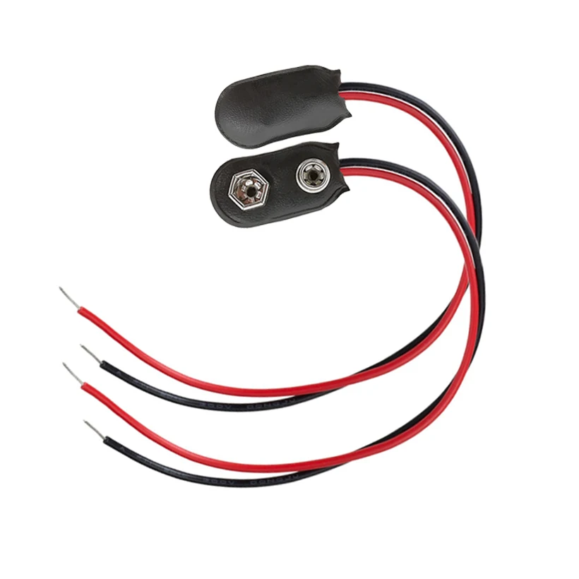 Clips de batería de 9V, conector PP3 MN1604, 9V, hebilla de Clip, tipo I, conector de Cable a presión de 15CM, 10 unids/lote