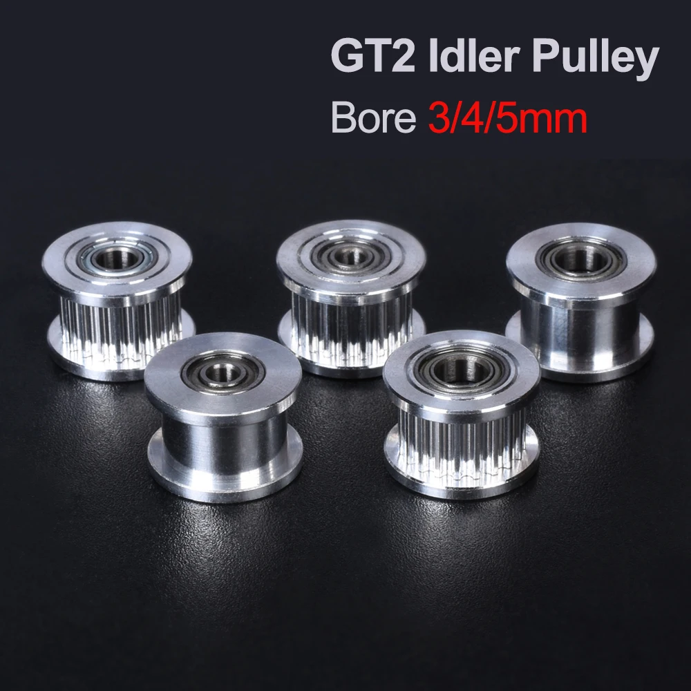Polea tensora de sincronización GT2 de alta calidad 20 dientes con/sin dientes diámetro de rueda 3/4/5mm piezas de impresora 3D para correa Prusa i3 MK3 GT2