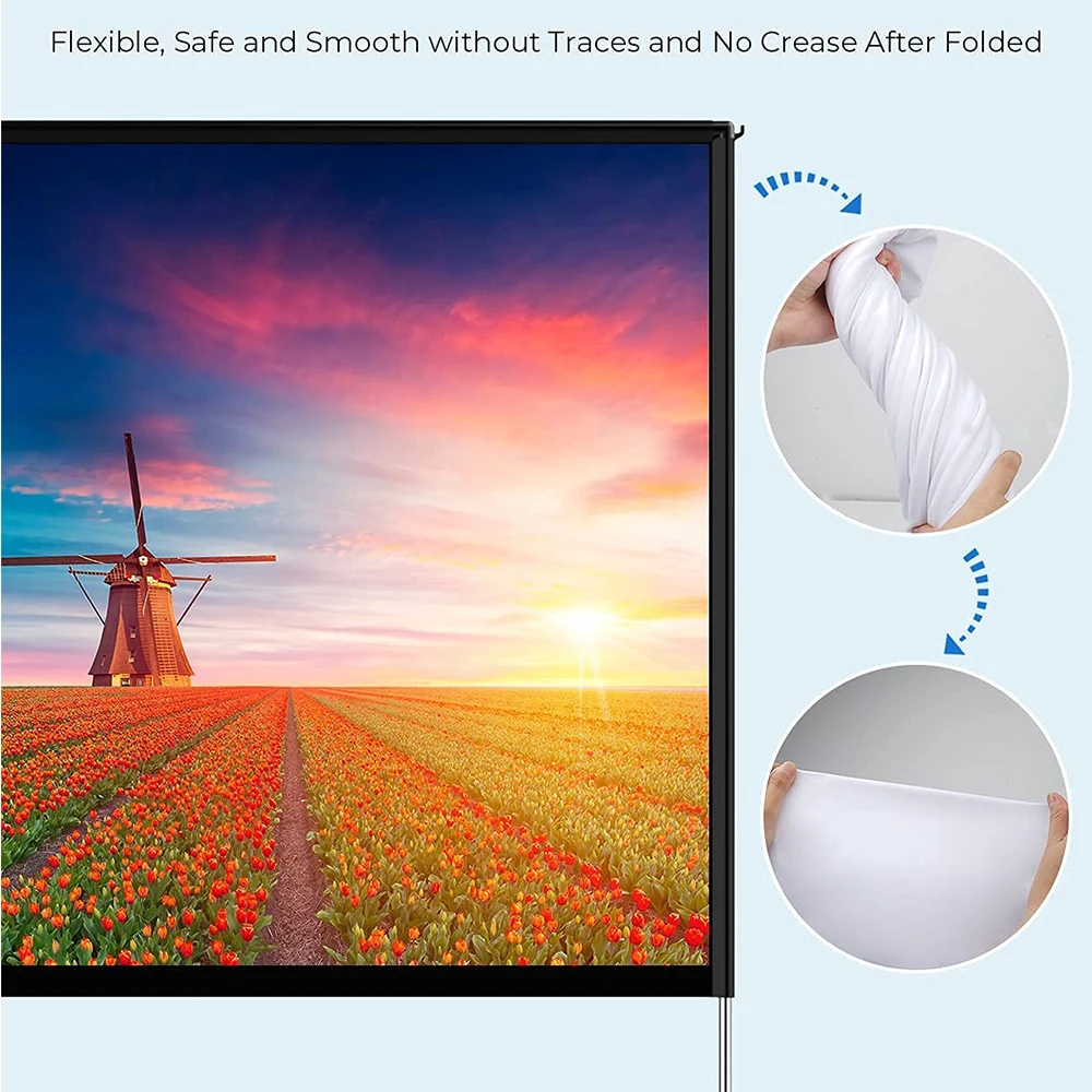 Pantalla de proyector portátil de 120 pulgadas + soporte de marco tela de pantalla de proyección de vídeo de película de 120 pulgadas 2K 4K Full HD 3D cortina para exteriores - imagen 4