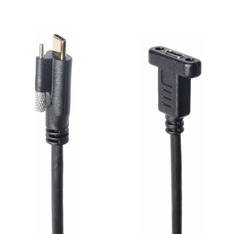 Bloqueo de un solo tornillo USB 3,1 tipo C macho hembra con orificio para tornillo de montaje en Panel Cable de extensión usb c de carga de datos - imagen 2