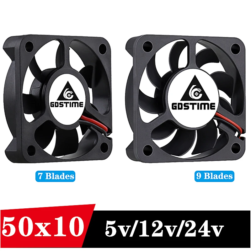Gdstime-Mini radiador con Motor de 5cm, ventilador Axial de refrigeración de 50mm x 10mm, 50x50x10mm, cc 5V, 12V, 24V, XH2.5, PH2.0, 2 pines, 5 uds.