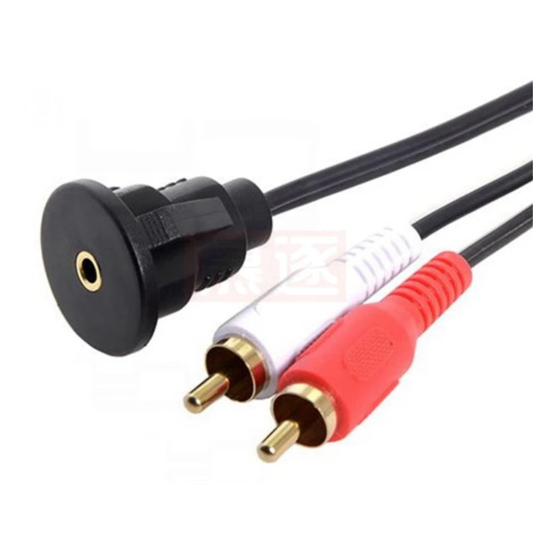 MP3 AUX eingang montaje empotrado 2RCA phono auf weibliche 3,5mm jack maglängerung kabel 1m 2M - imagen 2