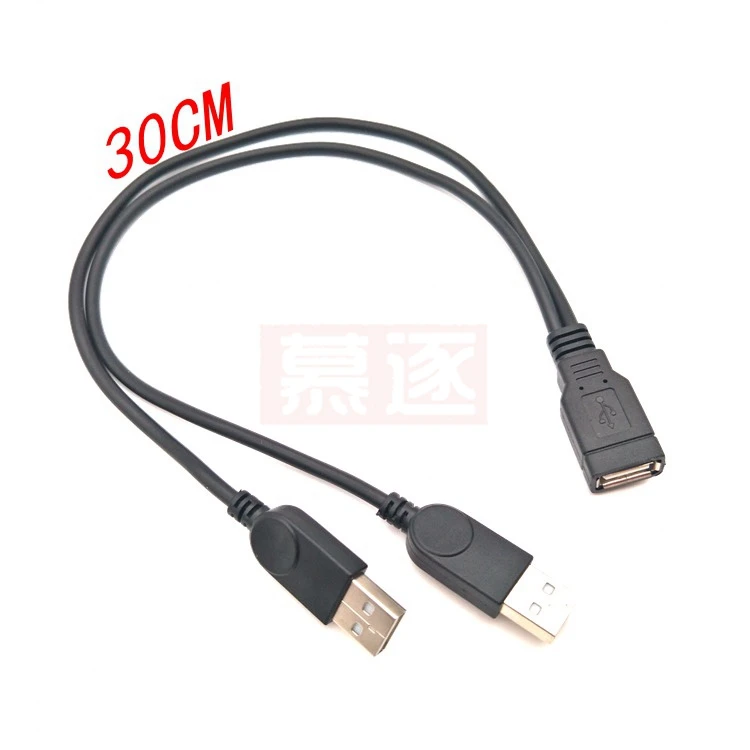 USB 2,0 A macho a USB hembra 2 doble fuente de alimentación USB hembra Cable de extensión divisor HUB carga para impresoras de discos duros - imagen 3