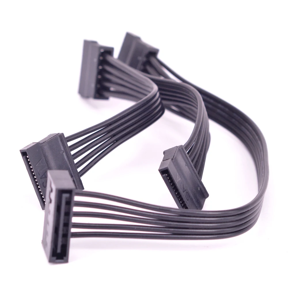 Cable de alimentación de 15 pines a 4 cables de extensión de minería SATA para disco duro HDD Cable de alimentación para tarjeta adaptadora SSD PCIE WLAN 18AWG - imagen 2