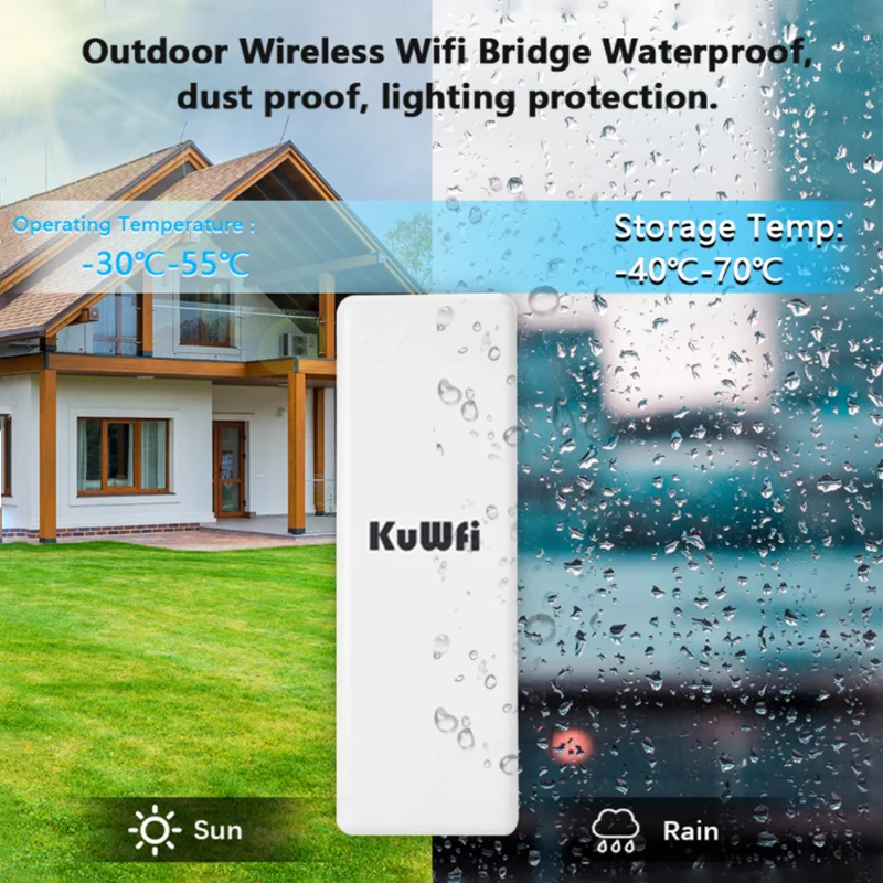 KuWFi 900Mbps puente Wifi para exteriores 5,8G enrutador WIFI repetidor extensor punto a punto 1-2 KM con adaptador POE para cámara IP - imagen 3