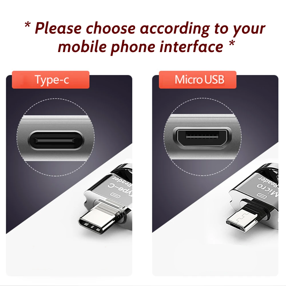 Lector de tarjetas Micro Usb OTG TF tipo C a micro-sd, adaptador TF, Mini lector de tarjetas de memoria inteligente para teléfono inteligente, portátil, conector Usb C - imagen 5