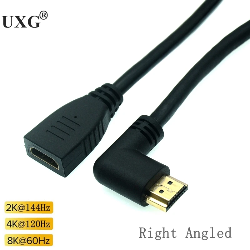 Cable HDMI macho a hembra en ángulo recto de 90 grados, 4K, 120HZ, 8K, UHD, HDR, 48Gbps, compatible con HDMI para proyectores PS4 HDTV - imagen 4