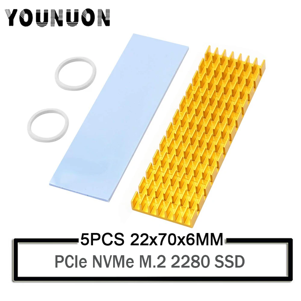Disipador de calor de aluminio para ordenador portátil, disipador de calor de aleta de enfriamiento de memoria, PCIe NVMe M.2 2280 SSD, venta al por mayor, 5 piezas