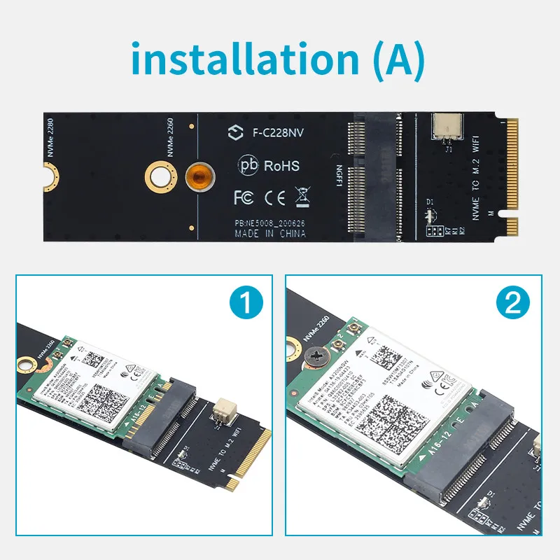 Ranura para llave inalámbrica M.2 A + E a llave M.2 M, adaptador Wifi Bluetooth para tarjeta Intel AX200 9260 bcm94352Z, puerto NVMe PCI express SSD - imagen 3