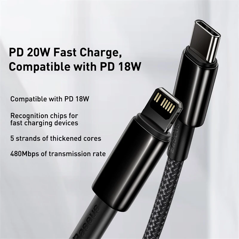 Baseus Cable USB-C 20W PD Carga Rápida para iPhone y Macbook - imagen 4
