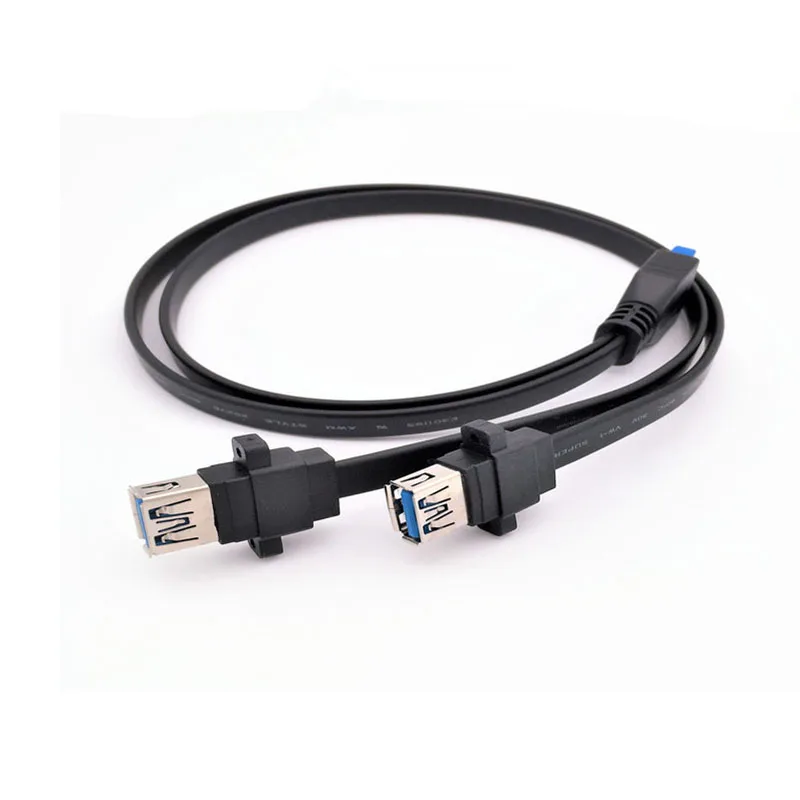 2 puertos USB 3.0 A hembra tornillo montaje en panel a placa base Cable plano de 20 pines 30cm 50cm 80cm
