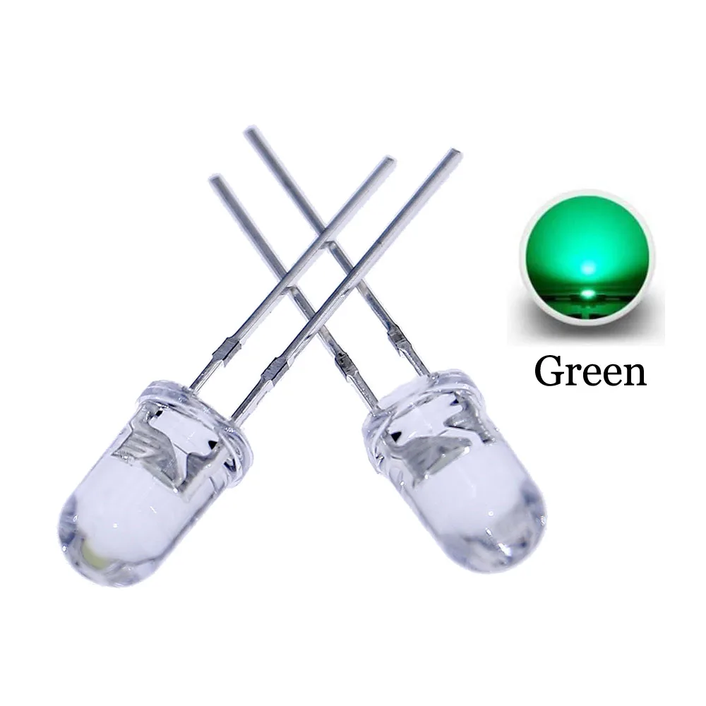 Kit surtido de diodos emisores de luz LED transparentes F5, Kit de bricolaje, 100 piezas, 5mm, blanco, verde, rojo, azul, amarillo, naranja, rosa, morado, Blanco cálido - imagen 5