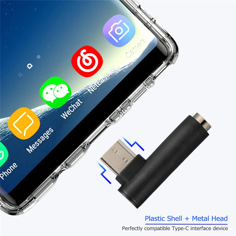Adaptador de auriculares de USB-C a 3,5mm, convertidor de Cable de Audio auxiliar macho a hembra de 3,5mm, 90 grados, tipo C - imagen 2