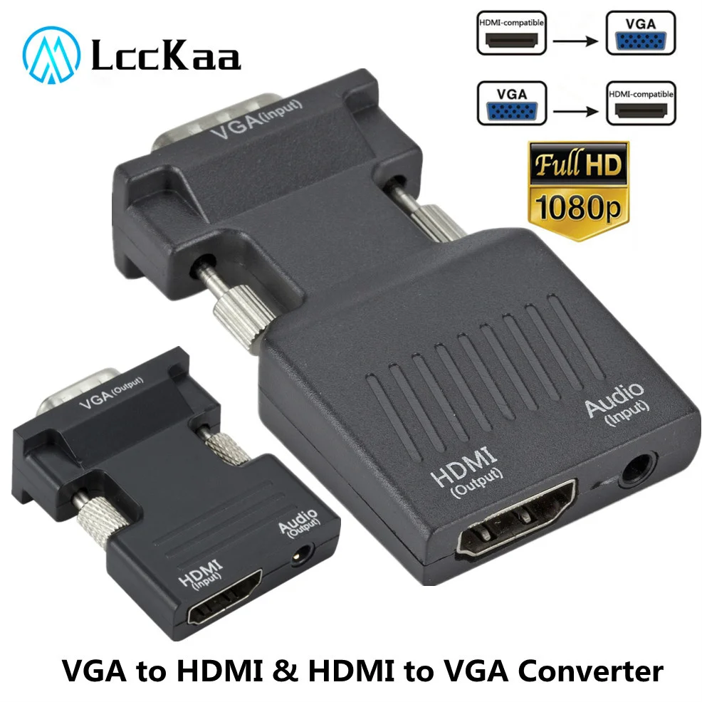 LccKaa Convertidor VGA-HDMI 1080p para PC portátil y proyector