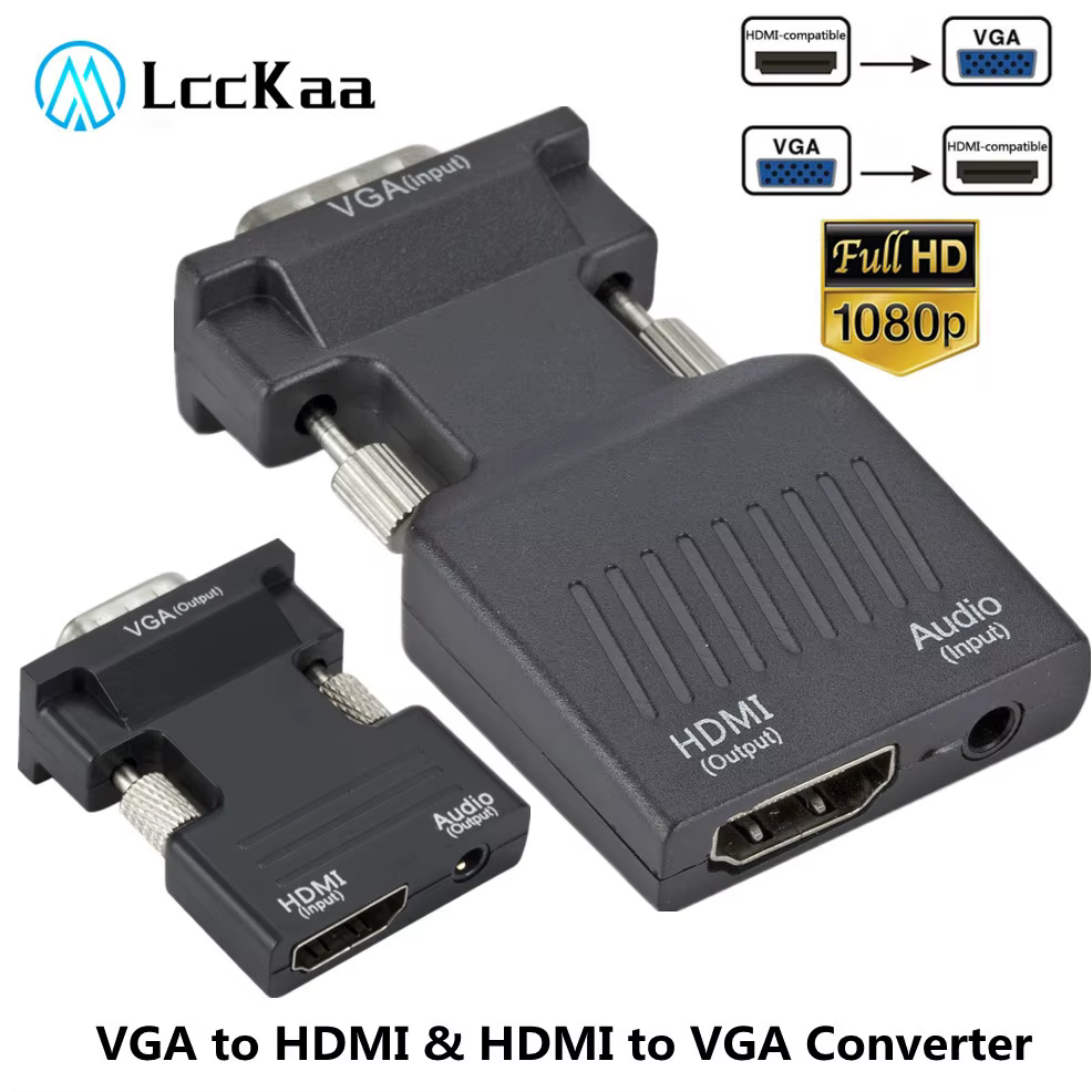 LccKaa Convertidor VGA-HDMI 1080p para PC portátil y proyector