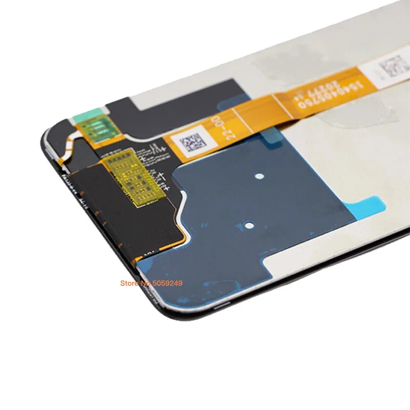 Un teléfono celular con una pantalla y una pegatina