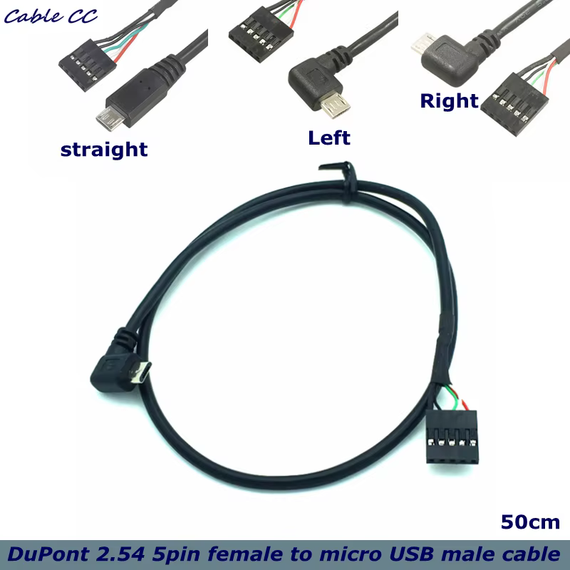 Conector Micro USB macho hembra ángulo recto DuPont - imagen 5